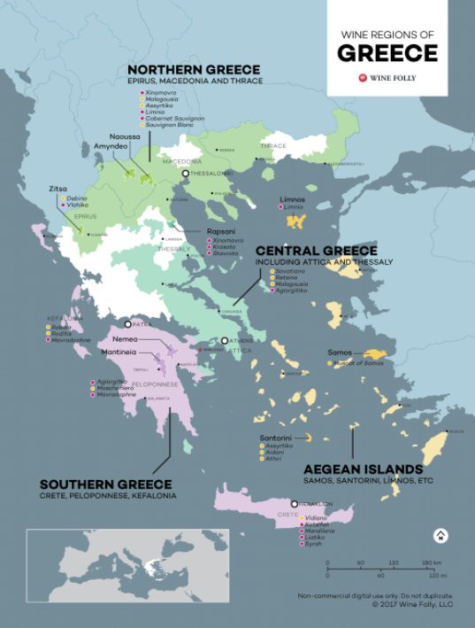 Carte vinicole de Grèce. source: winefolly.com