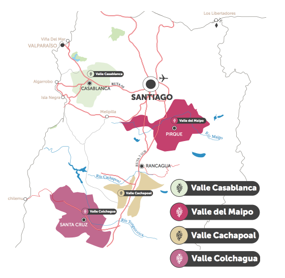 Carte viticole du Chili