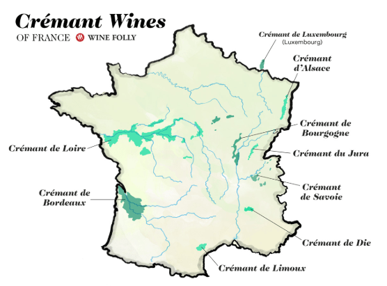 Carte viticole Crémants de France (source: winefolly.com)
