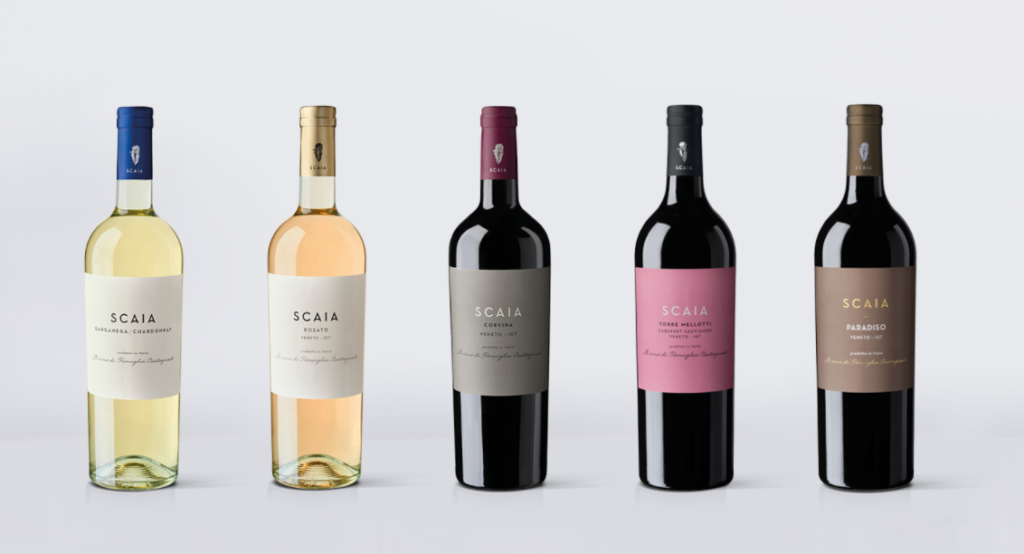 Ligne de produits Scaia, 5 bouteilles de vin Scaia