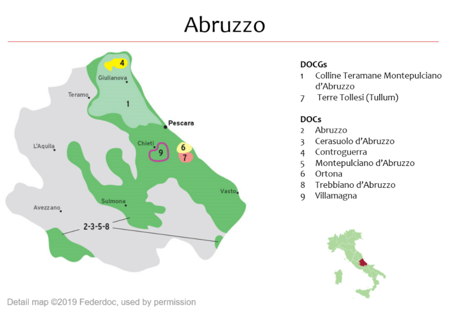 Carte vinicole des Abruzzes