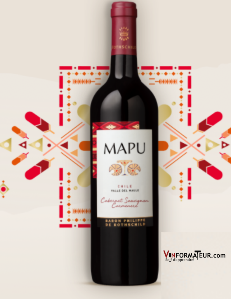 Mapu, Cabernet-Sauvignon, Carmenere, vin rouge, Chili, Valle del Maule, Baron Philippe de Rothschild, 2019
