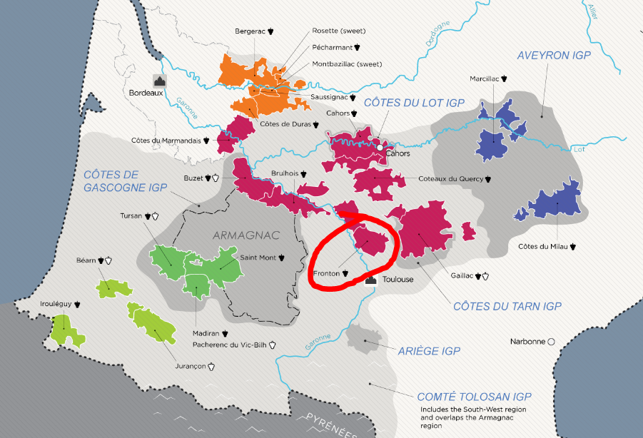 Carte viticole du Sud-Ouest - Fronton