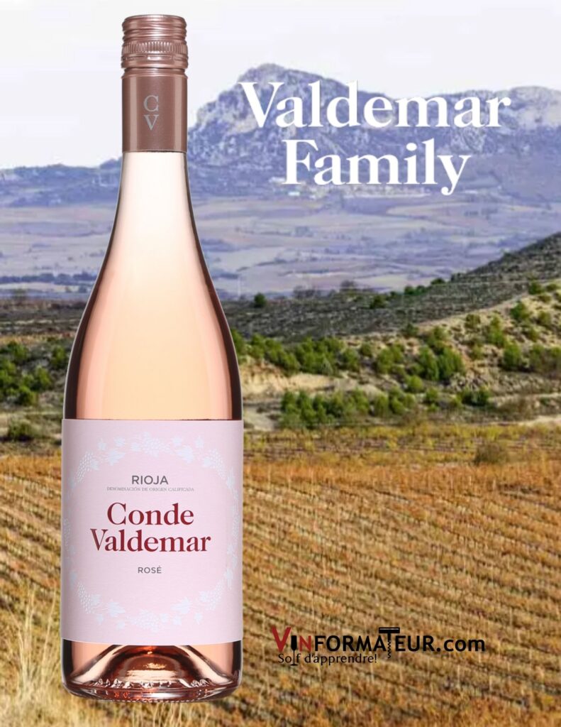 Bouteille de Bodegas Valdemar, Conde Valdemar, Espagne, Rioja Baja, 2020 vin rosé et vignobles