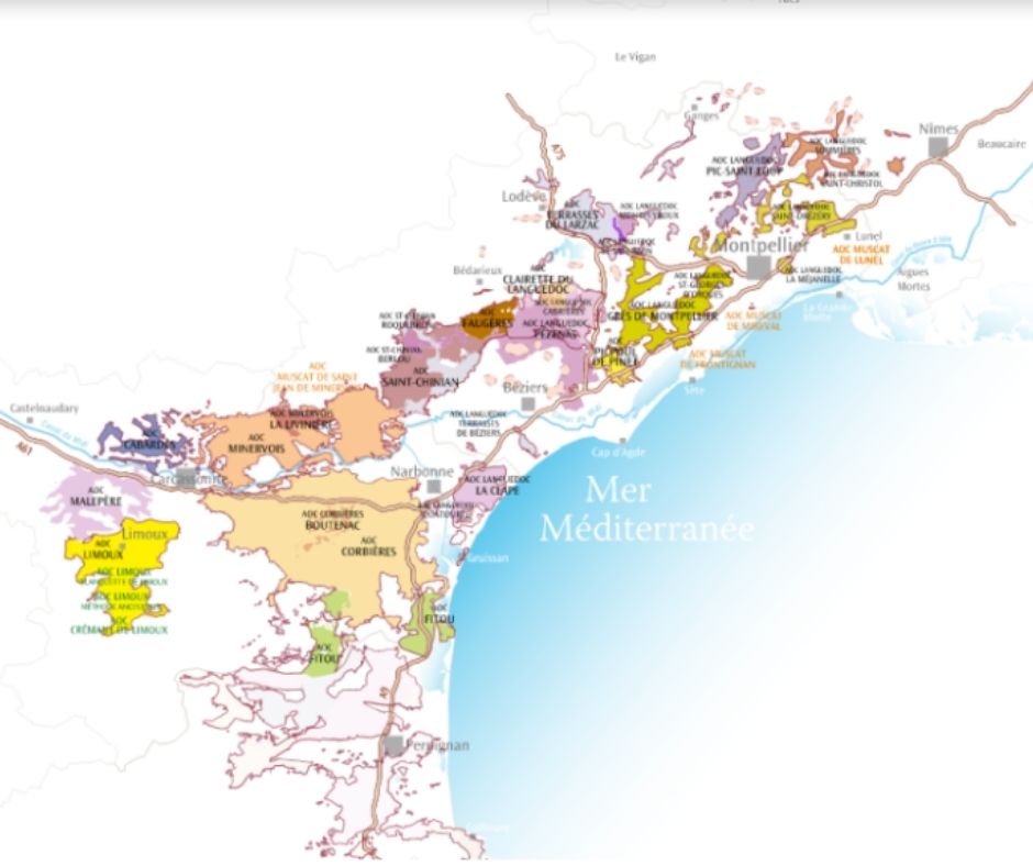 Carte viticole Languedoc-Roussillon