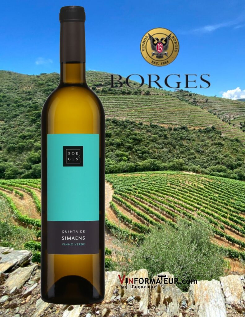 BOuteille de Quinta de Simaens, Vinhos Borges, Portugal, Vinho Verde, 2020 avec vignobles