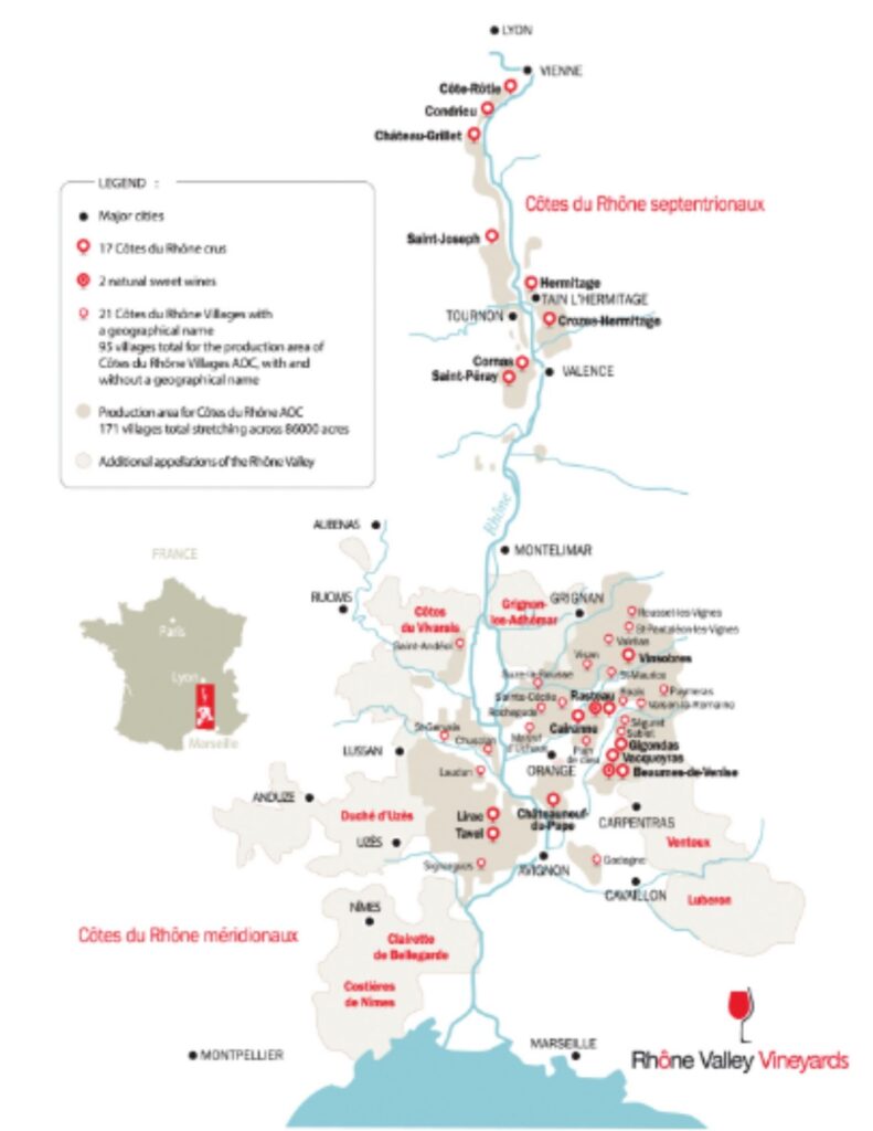 Carte viticole Vallée du Rhône
