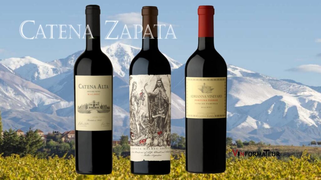 Bouteilles de Malbec ''d'altitude: de Bodega Catena Zapata: Catena Alta 2017, Argentino 2018 et Adrianna Vineyards, Fortuna Terrea, Vino de Parcela 2017.