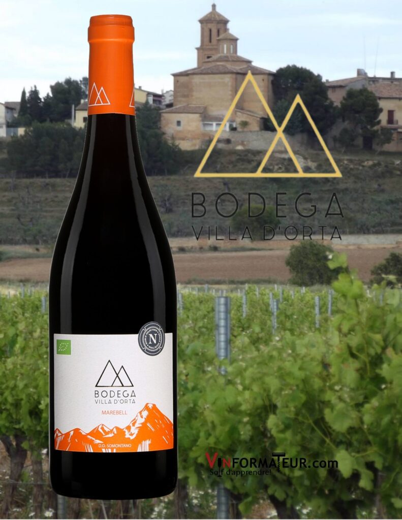 Bouteilles de Bodega Villa d’Orta, Marebell, Espagne, Aragon, Somontano, vin rouge bio, 2019