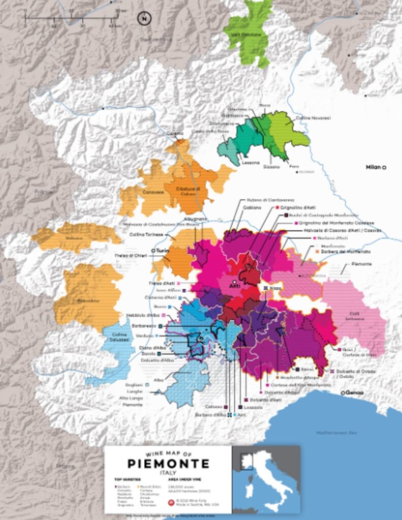 Carte viticole du Piémont (source: winefolly.com)
