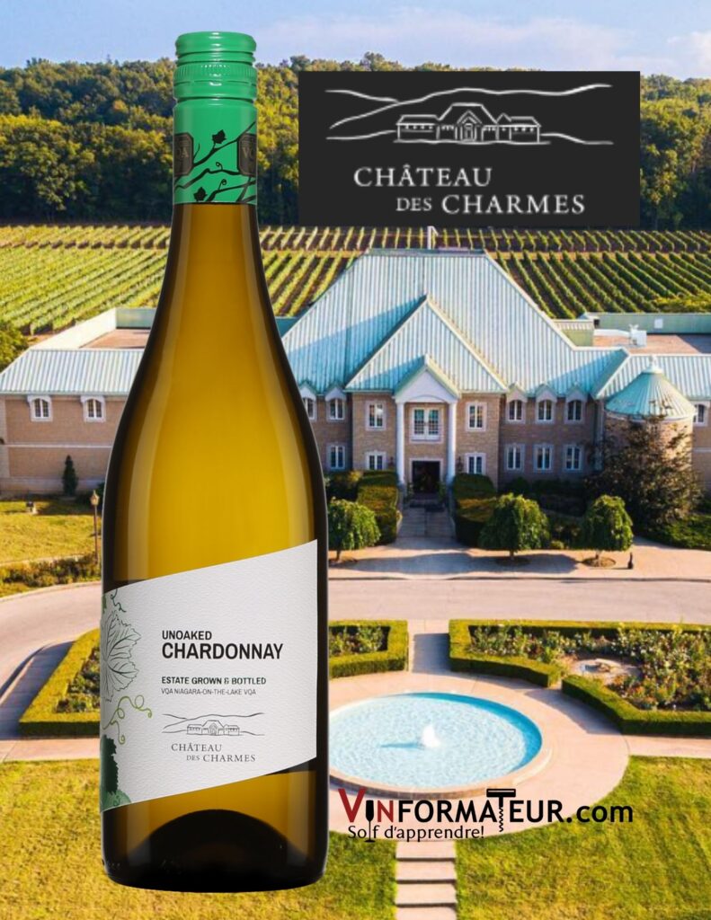 Bouteille de Chardonnay, Château des Charmes, Unoaked, Péninsule du Niagara, 2018