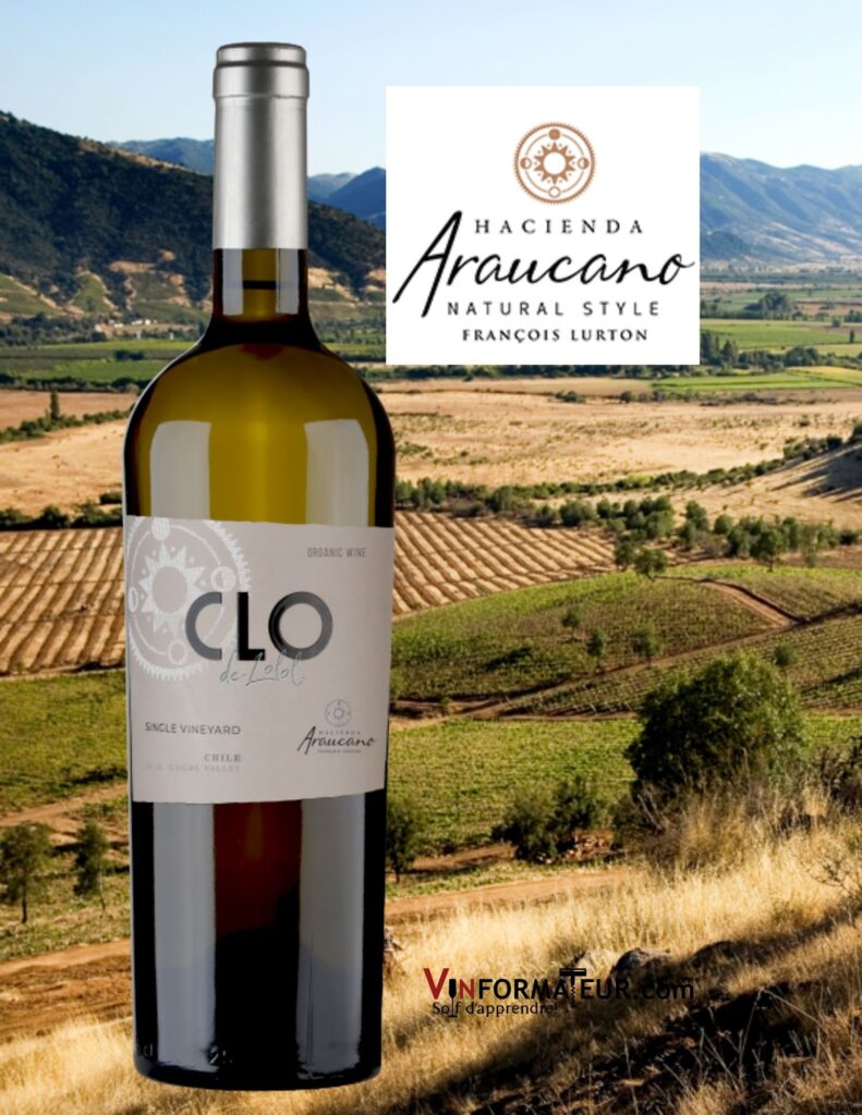 Bouteille de Clo de Lolol, Single Vineyard, Chili, Vallée de Colchagua, Vallée de Lolol, Hacienda Araucano, vin blanc bio, 2016