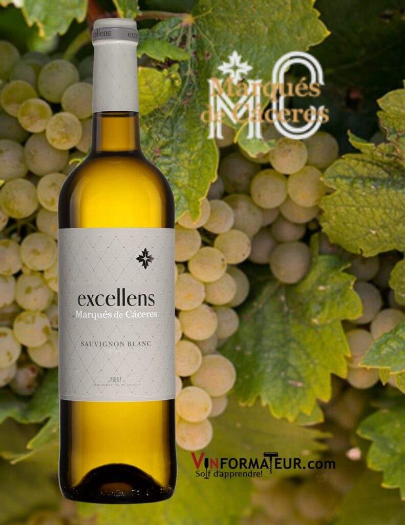 Bouteille de Excellens, Marques de Caceres, Espagne, A.O. Rueda, vin blanc, 2020