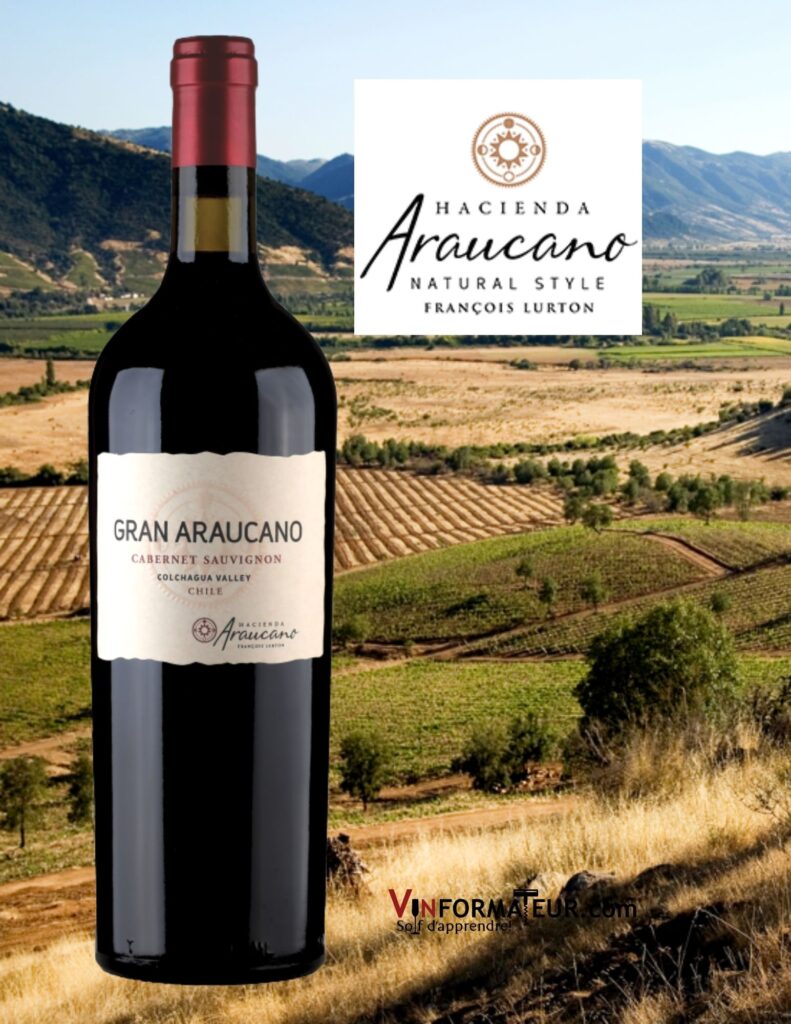 Bouteille de Gran Araucano, Cabernet-Sauvignon, Chili, Vallée de Colchagua, Vallée de Lolol, vin rouge bio, 2015