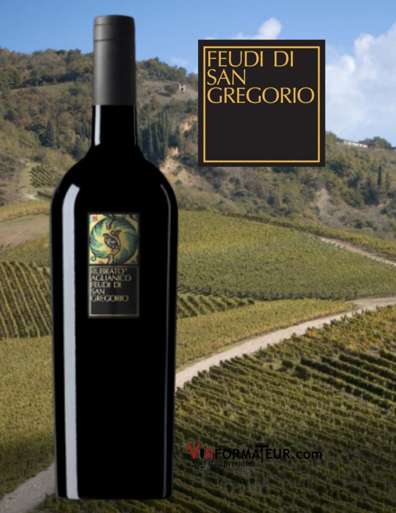Bouteille de Rubrato, Feudi di San Gregorio, Italie, Campanie, Irpina Aglianico DOC, vin rouge, 2019