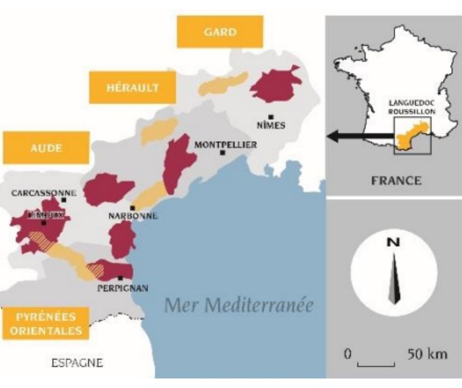 Carte viticole du Pays d'Oc
