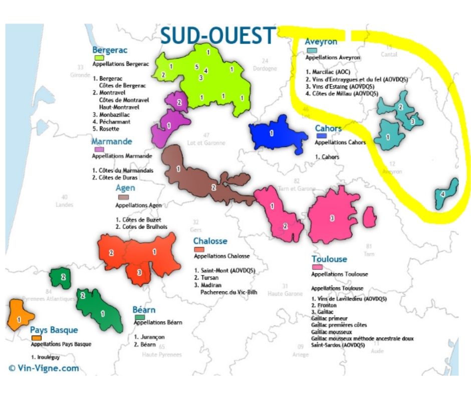 Carte viticole Sud-Ouest - Marcillac