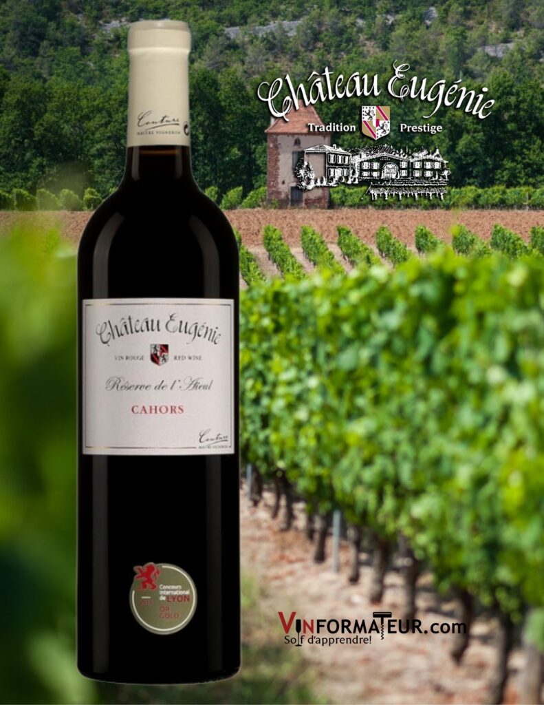BOuteille de Château Eugénie, Réserve de l’Aieul, France, Sud-Ouest, Cahors, vin rouge, 2018