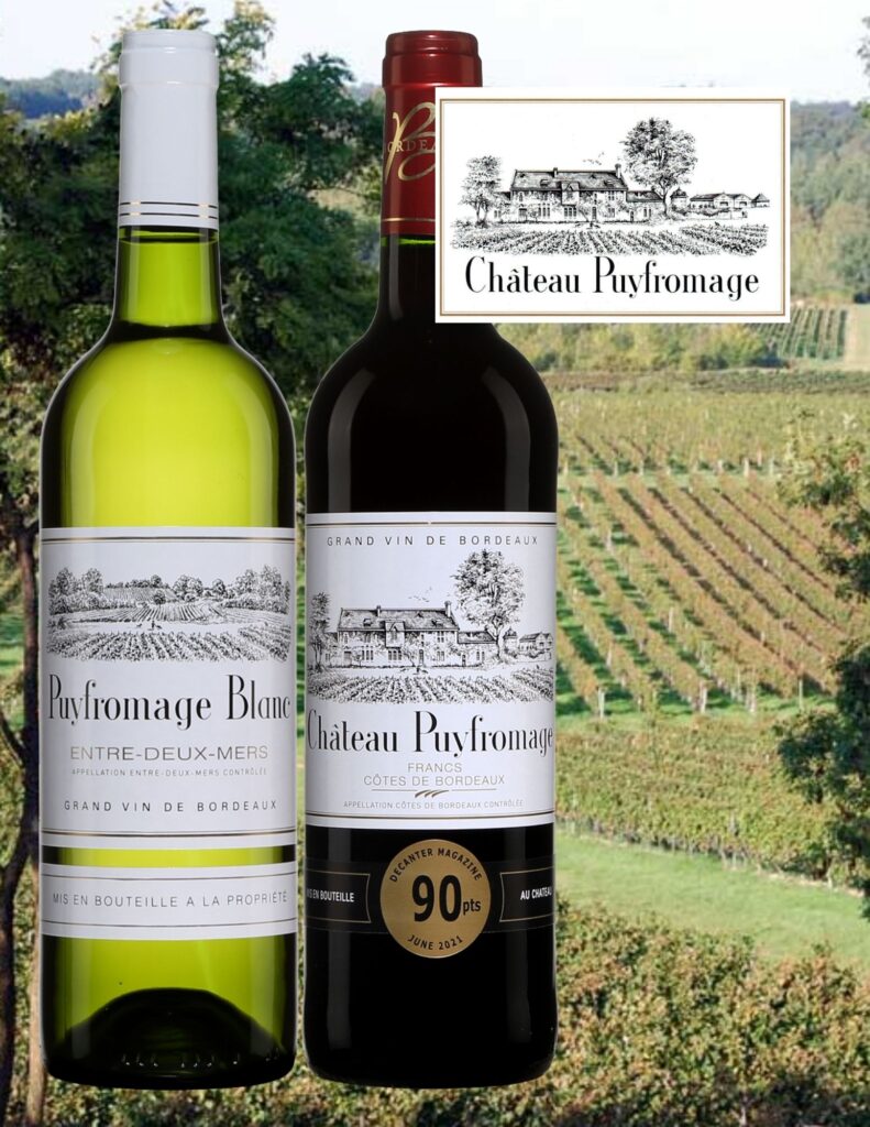 Bouteilles de Château Puyfromage, Bordeaux, Entre-Deux-Mers, vin blanc, 2020, Château Puyfromage, Bordeaux, Francs Côtes de Bordeaux, 2019