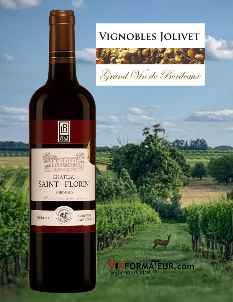 Bouteille de Château Saint-Florin, Bordeaux, Entre-Deux-Mers, vin rouge, 2018
