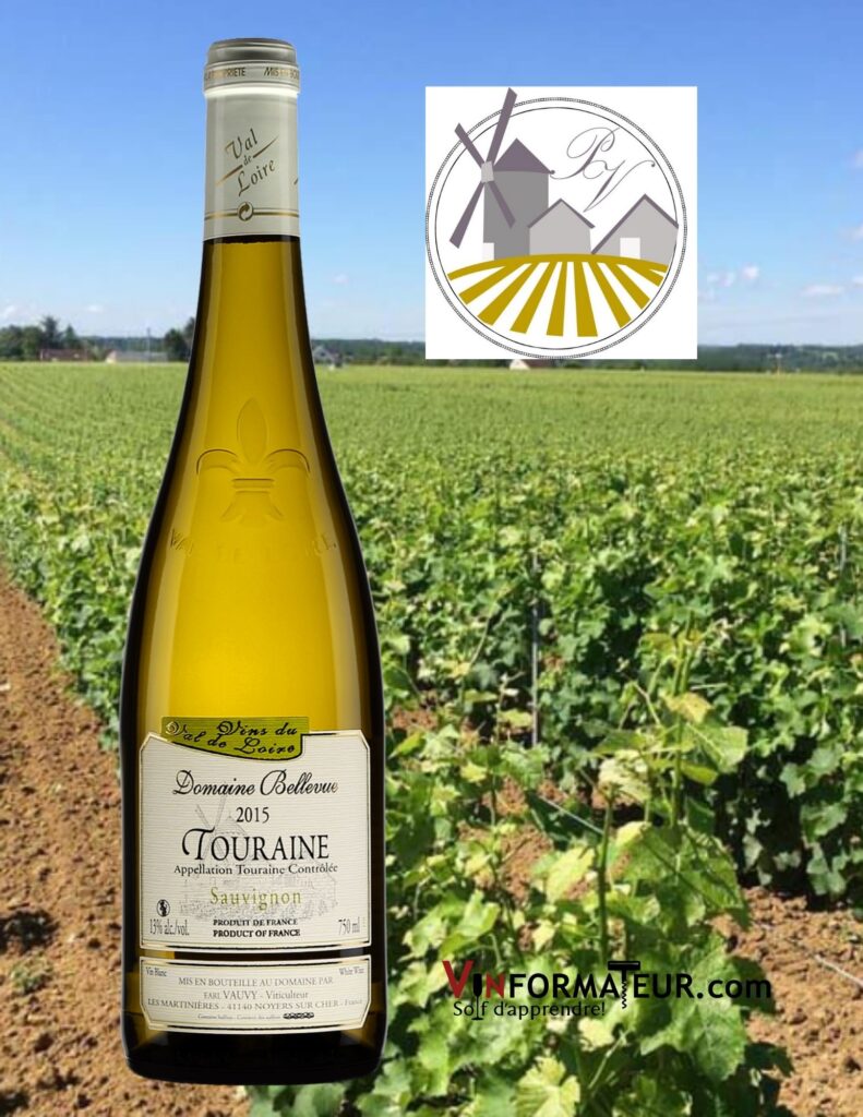 Bouteille de Domaine Bellevue, Sauvignon blanc, France, Touraine, vin blanc, 2020