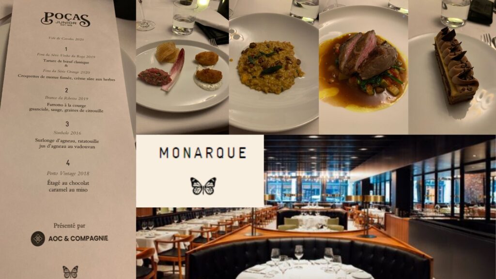 Restaurant Monarque: menu de dégustation et salle à dîner