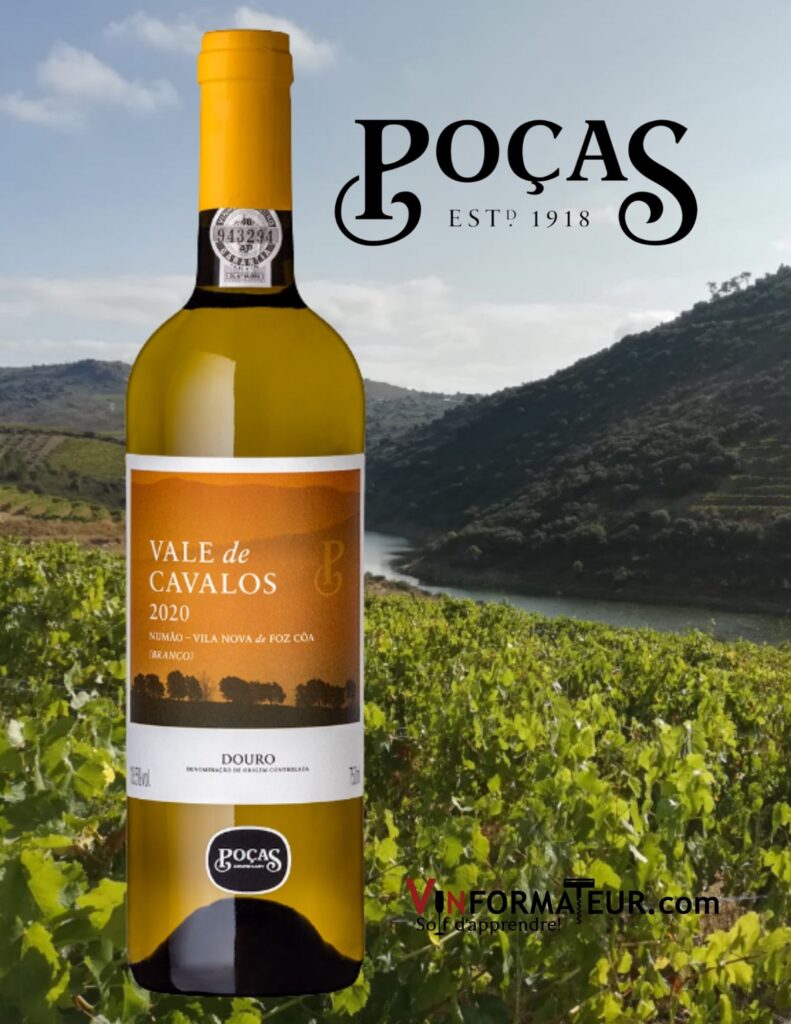 Bouteille de Vale de Cavalos,  Manoel D. Poças Junior, Portugal, Douro, vin blanc, 2020