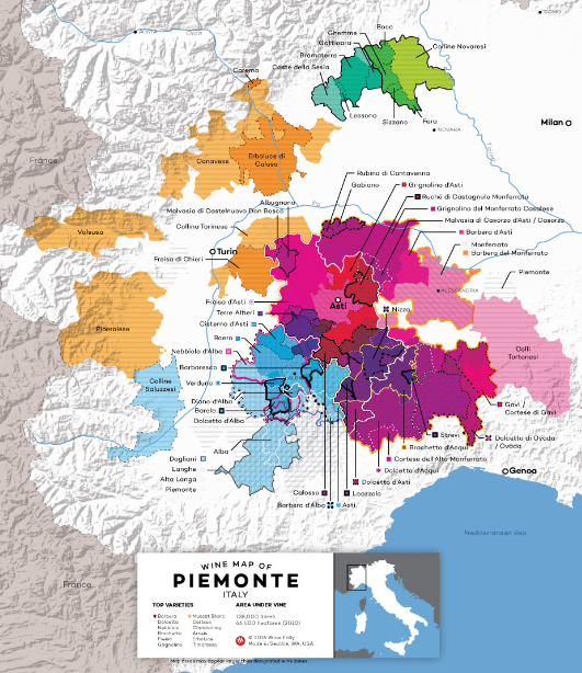 Carte viticole du Piémont: winefolly.com