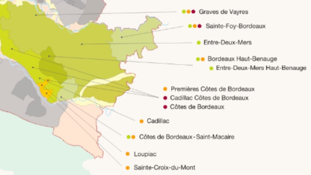 Carte viticole Entre-Deux-Mers