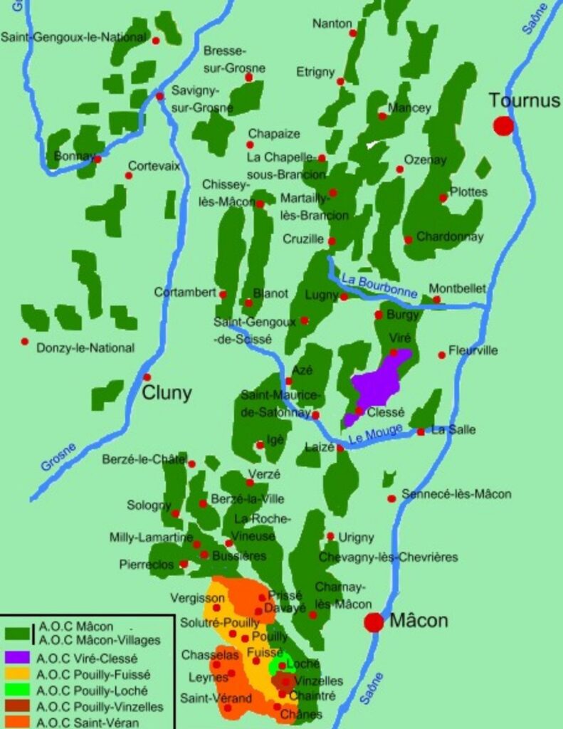 Carte viticole Mâcon-Villages