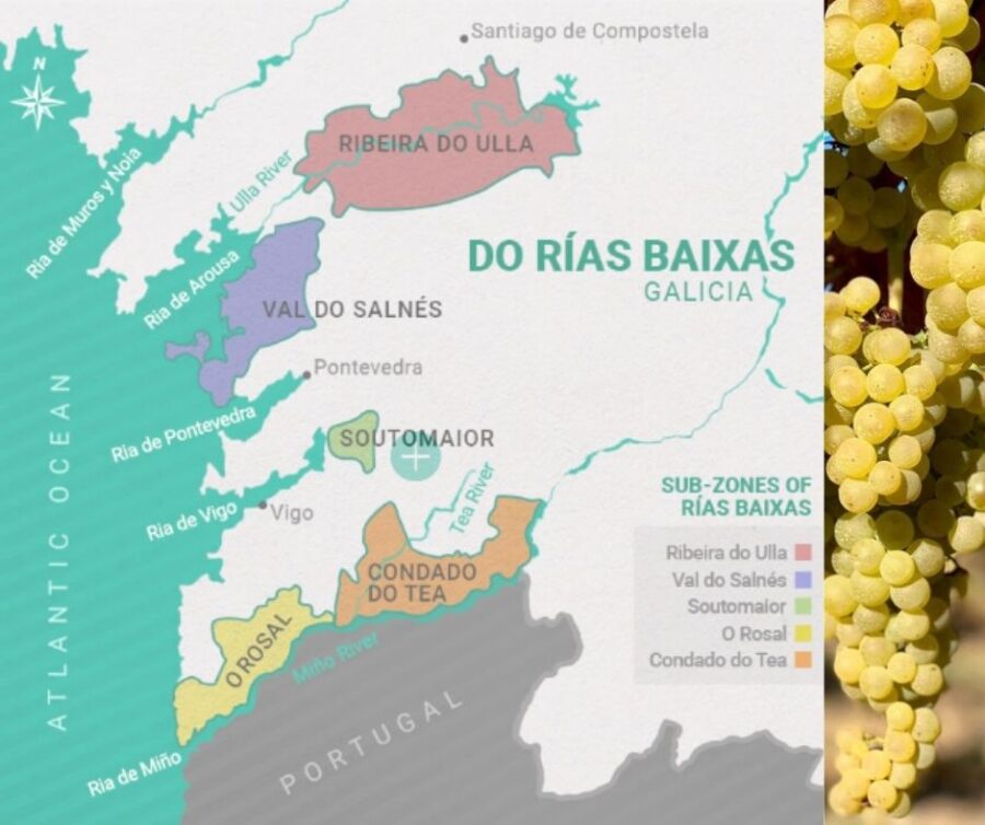 Carte viticole de la Galice région de Rias Baixas