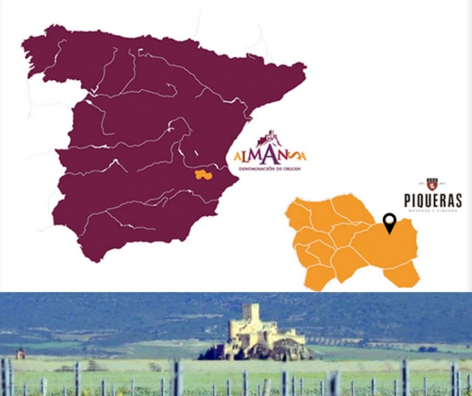 Carte viticole Bodegas Piqueras, appellation Almansa