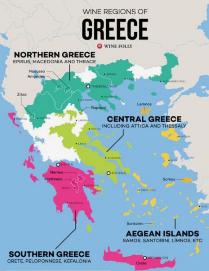 Carte viticole de Grèce: winefolly.com