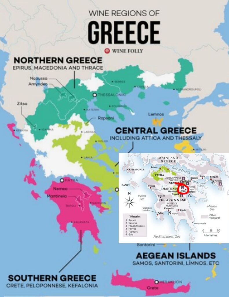 Carte viticole: Grèce et Péloponèse: winefolly.com