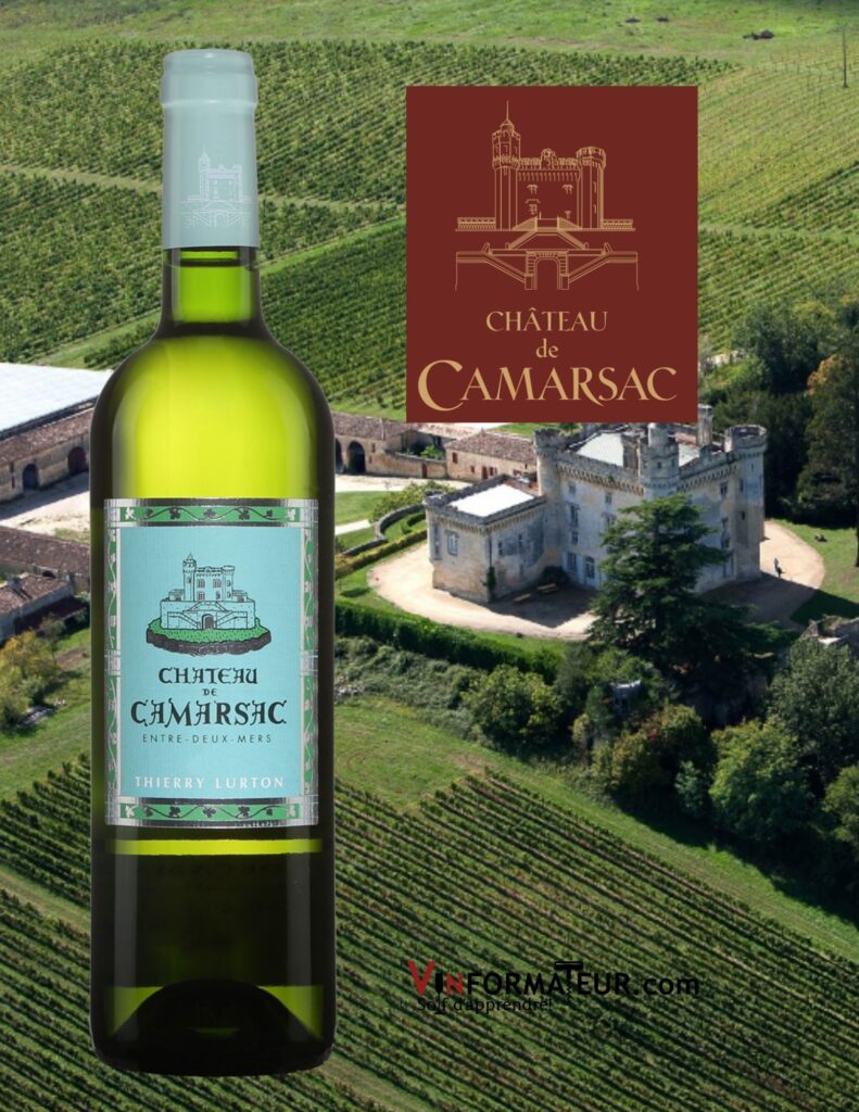 Bouteille de Château Camarsac, France, Bordeaux, Entre-Deux-Mers, Thierry Lurton, vin blanc, 2018