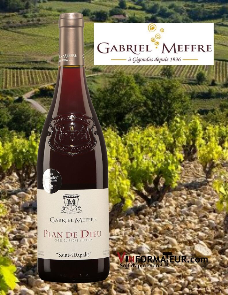 Bouteille de Gabriel Meffre, Saint Mapalis, AOC Côtes du Rhône Villages, Plan de Dieu, vin rouge, 2019