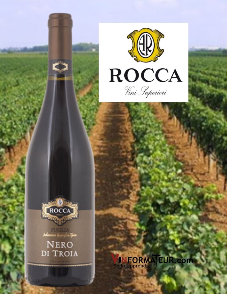 Bouteille de Nero di Troia, Rocca, Italie, Pouilles IGP, Angelo Rocca & Figli, vin rouge, 2020