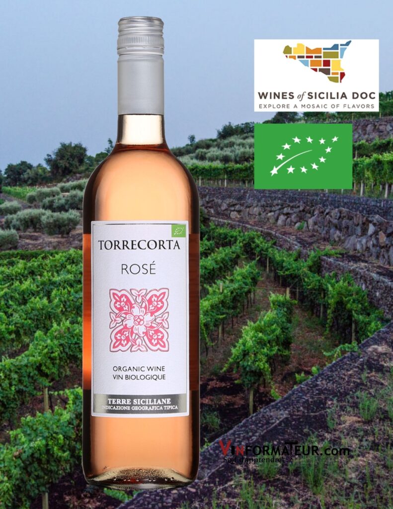 Bouteille de Torrecorta, Rosé, Sicile, Terre Siciliane IGP, vin rosé bio, 2020