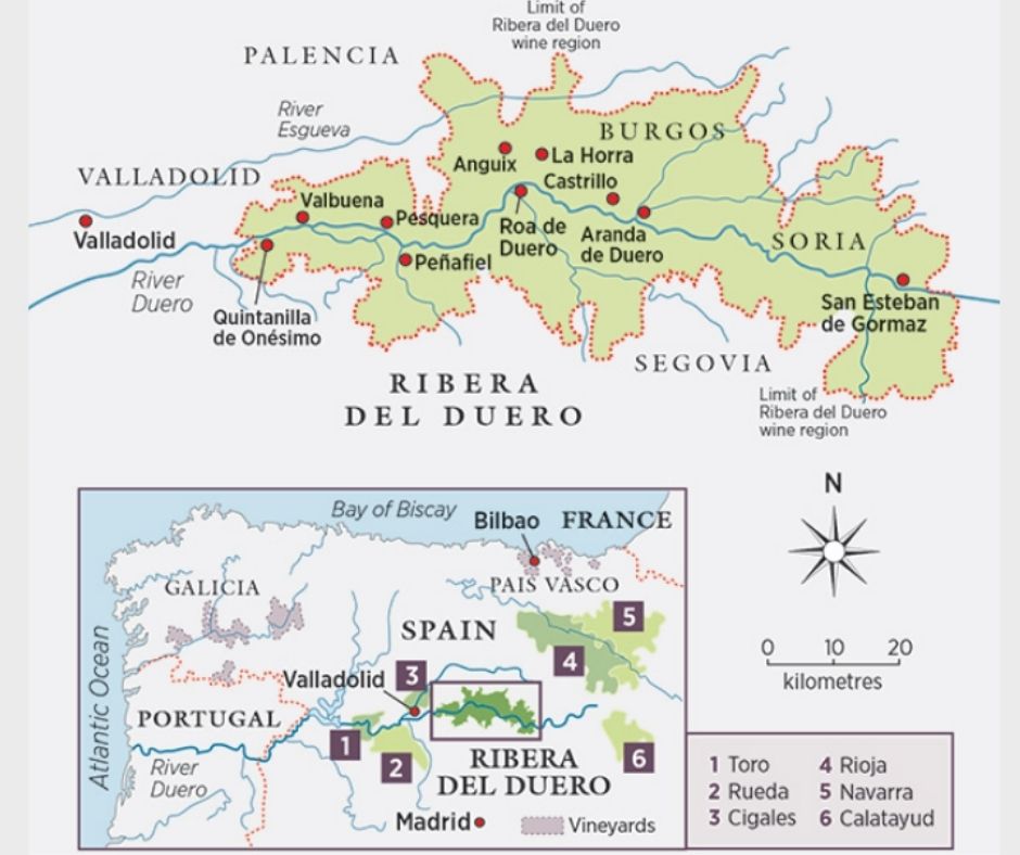 Carte viticole Ribera del Duero