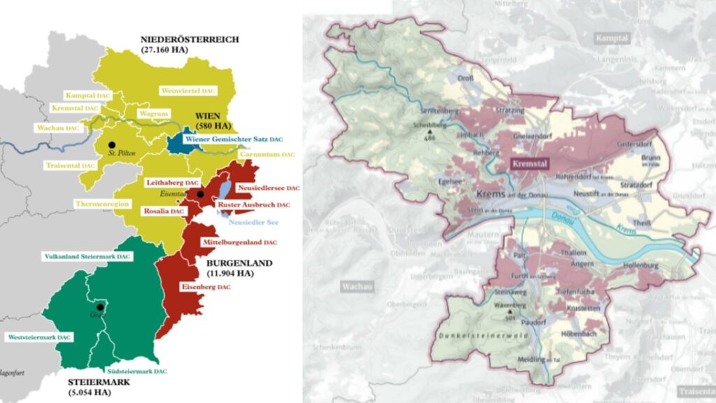 Cartes viticoles d'Autriche et de la région de Kremstal