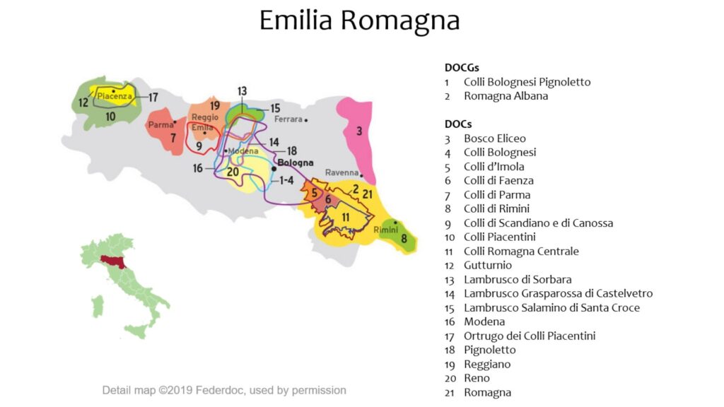 Carte viticole Émilie-Romagne