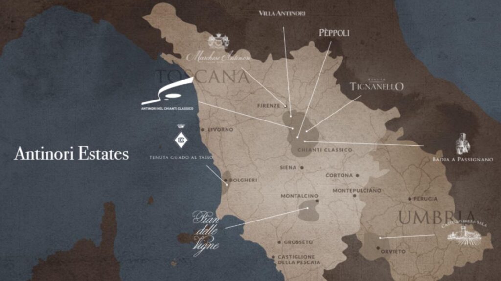 Carte viticole Marchesi Antinori - Ombrie