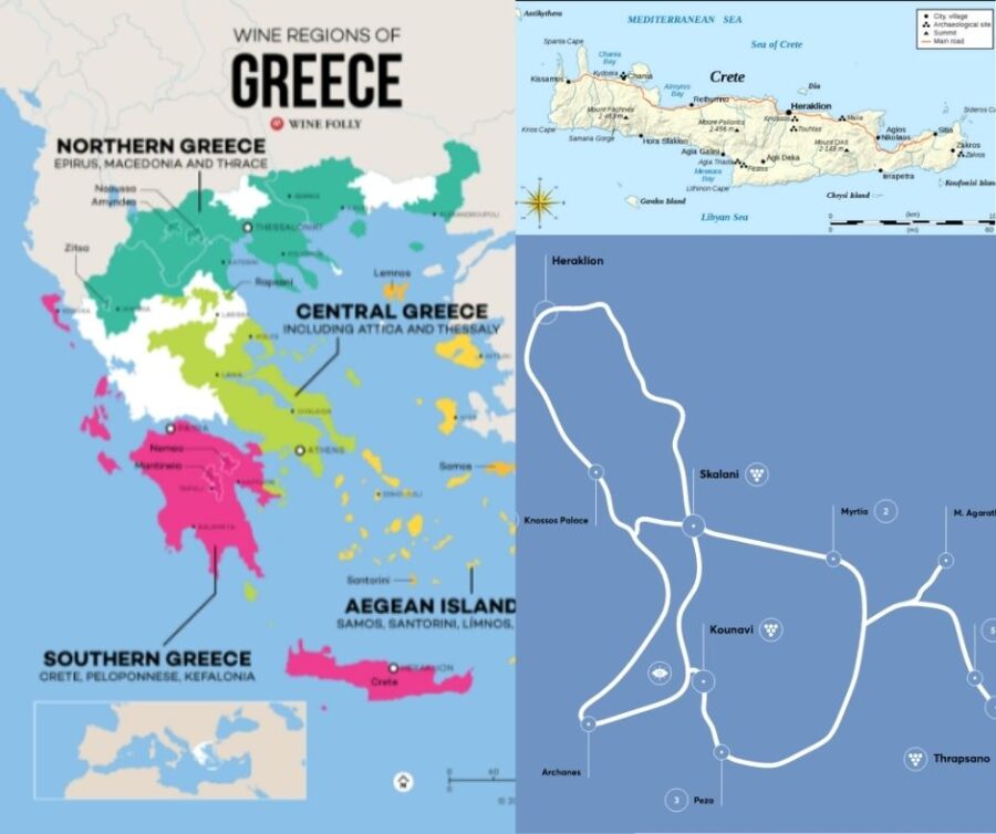 Carte viticole Grèce et Crète