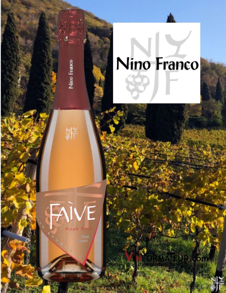 BOuteille de Faive, Nino Franco, Brut Rosé, Italie, Vénétie, Vino Spumante, 2019