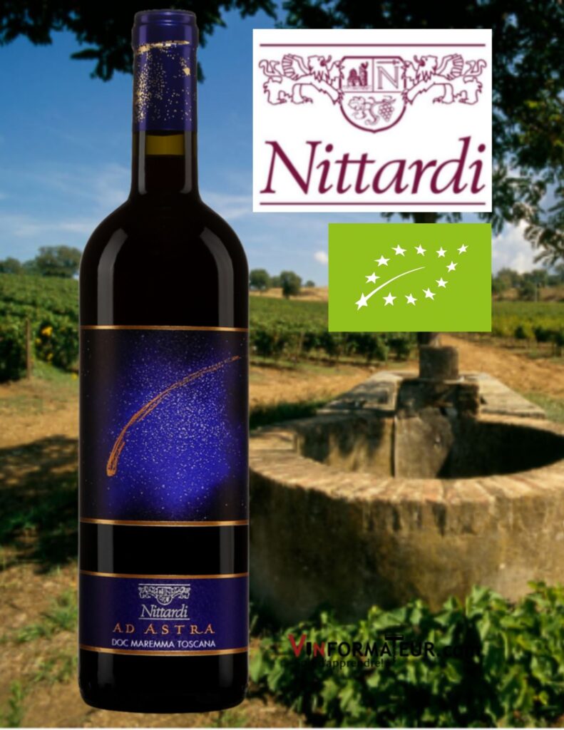 Bouteille de Nittardi, Ad Astram, Italie, DOC Maremma Toscana, vin rouge organique, 2018