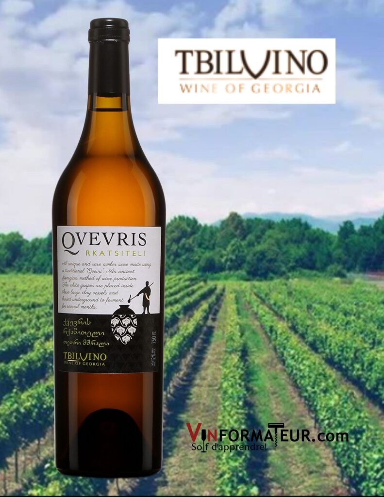 Bouteille de Tbilvino Qvevris Rkatsiteli, vin orange, Géorgie, 2020