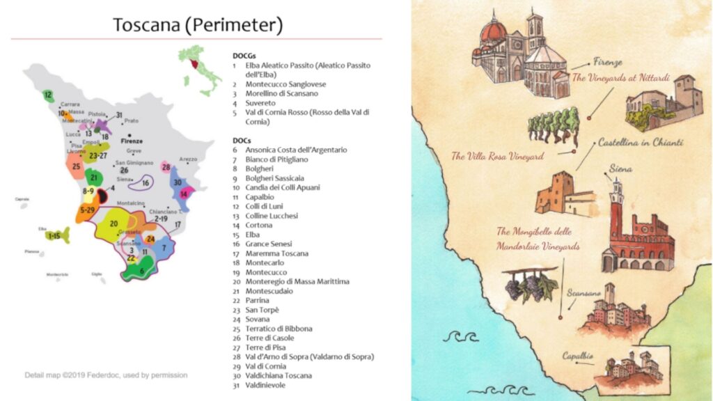 Cartes viticoles - Toscane et Maremma