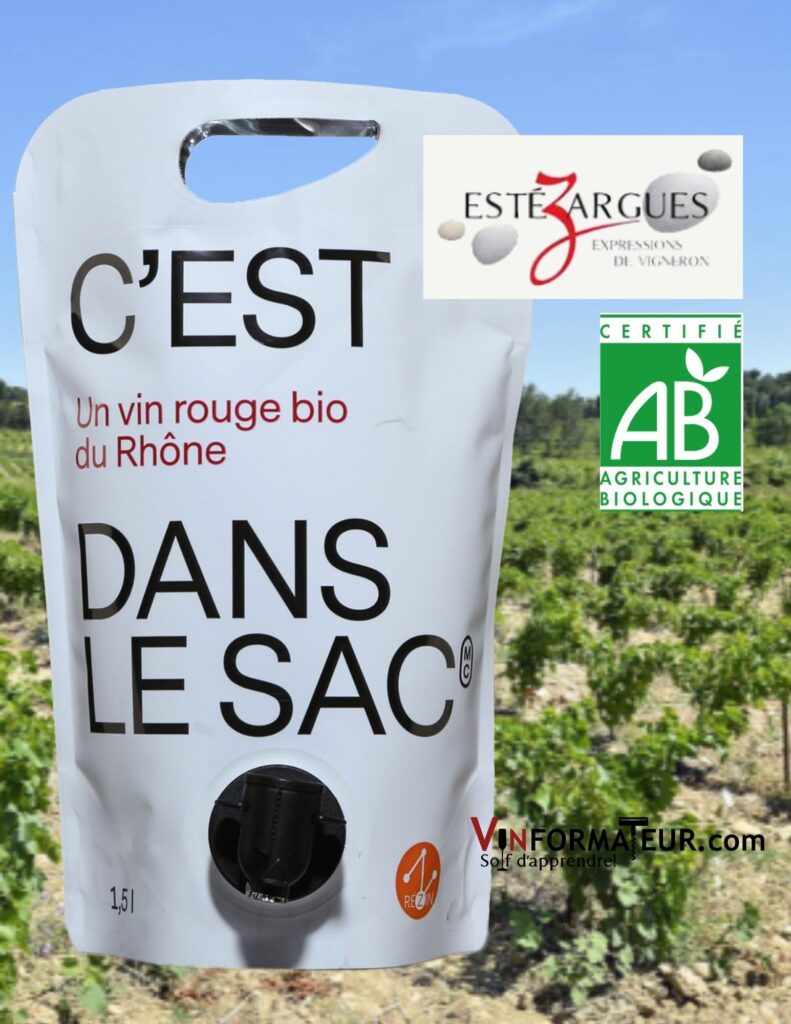 Vignier de C’est Dans Le Sac, vin rouge bio du Rhône, Cave des vignerons d’Estézargues, IGP Pont du Gard, format 1.5 l, 2020