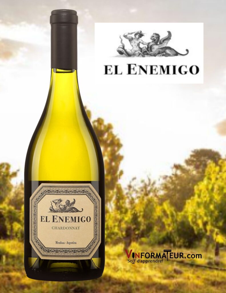 Bouteille de Chardonnay, El Enemigo, Argentine, Mendoza, Tupungato, vin blanc, 2019