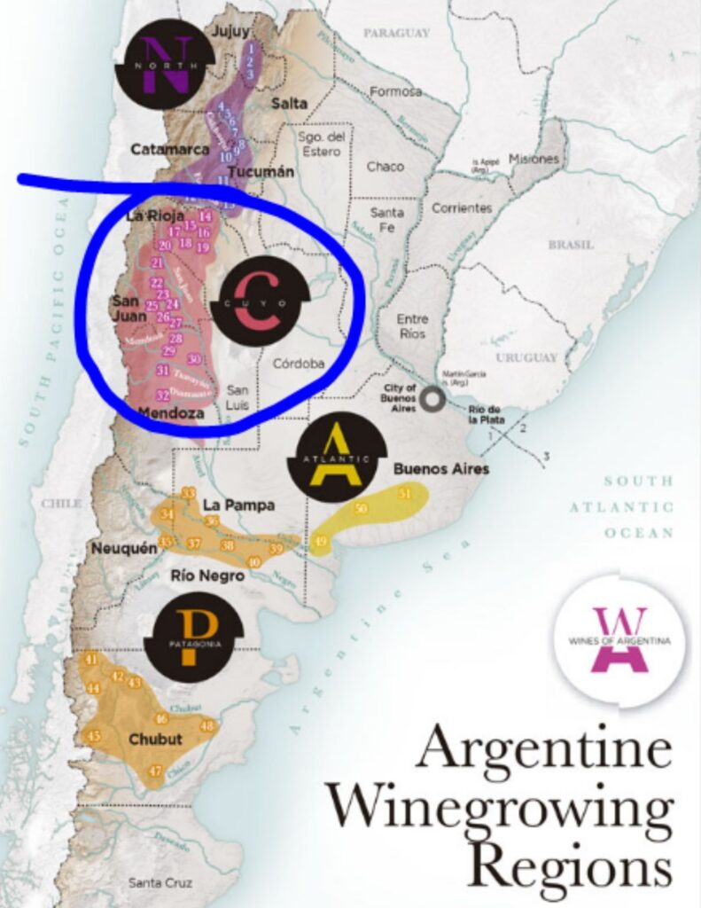 Carte viticole Argentine
